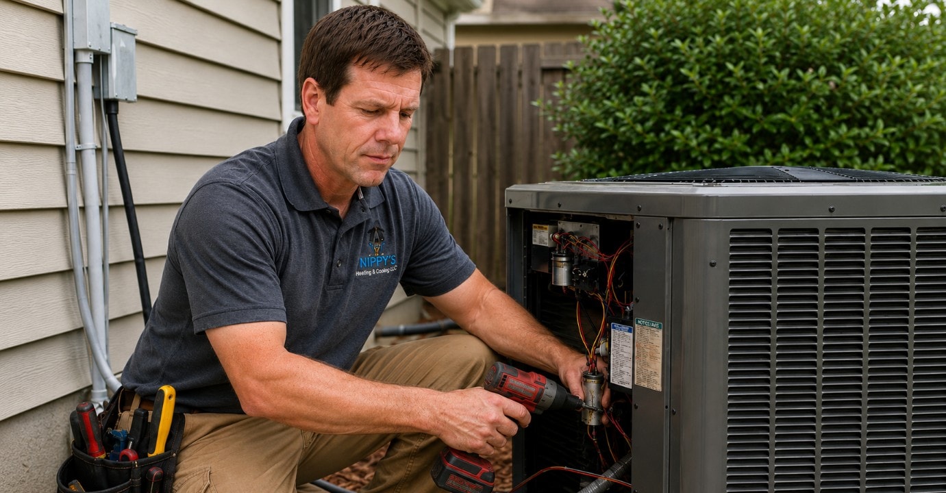 Jeff from Nippy's Heating & Cooling performing expert HVAC installation